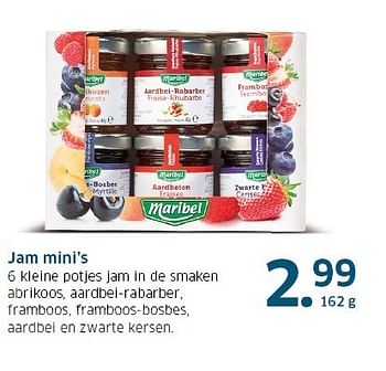 Aanbiedingen Jam mini`s 6 kleine potjes jam in de smaken - Maribel - Geldig van 13/11/2014 tot 31/12/2014 bij Lidl