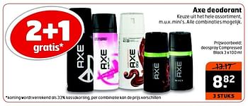 Aanbiedingen Axe deodorant keuze uit het hele assortiment - Axe - Geldig van 23/12/2014 tot 28/12/2014 bij Trekpleister