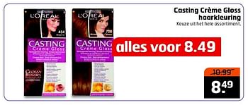 Aanbiedingen Casting crème gloss haarkleuring - L'Oreal Paris - Geldig van 23/12/2014 tot 28/12/2014 bij Trekpleister