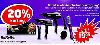 Aanbiedingen Babyliss elektrische haarverzorging - Babyliss - Geldig van 23/12/2014 tot 28/12/2014 bij Trekpleister