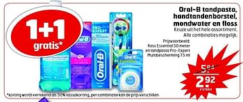 Aanbiedingen Oral-b tandpasta, handtandenborstel, mondwater en floss - Oral-B - Geldig van 23/12/2014 tot 28/12/2014 bij Trekpleister