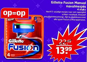Aanbiedingen Gillette fusion manual navulmesjes - Gillette - Geldig van 23/12/2014 tot 28/12/2014 bij Trekpleister