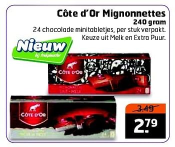Aanbiedingen Côte d`or mignonnettes 24 chocolade minitabletjes, per stuk verpakt - Cote D'Or - Geldig van 23/12/2014 tot 28/12/2014 bij Trekpleister