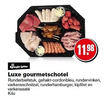 Aanbiedingen Luxe gourmetschotel runderbiefstuk, gehakt-cordonbleu - Huismerk - Hoogvliet - Geldig van 08/12/2014 tot 31/12/2014 bij Hoogvliet