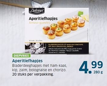 Aanbiedingen Aperitiefhapjes bladerdeeghapjes met ham-kaas - Delicieux - Geldig van 13/11/2014 tot 31/12/2014 bij Lidl