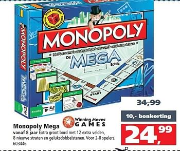 Aanbiedingen Monopoly mega extra groot bord met 12 extra velden - Winning Moves - Geldig van 13/12/2014 tot 31/12/2014 bij Intertoys