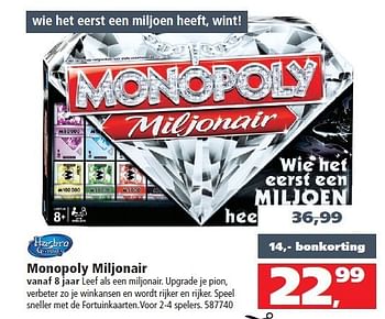 Aanbiedingen Monopoly miljonair leef als een miljonair. upgrade je pion - Hasbro - Geldig van 13/12/2014 tot 31/12/2014 bij Intertoys