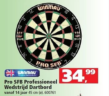 Aanbiedingen Pro sfb professioneel wedstrijd dartbord - Huismerk - Intertoys - Geldig van 13/12/2014 tot 31/12/2014 bij Intertoys