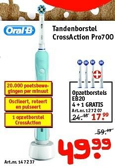 Aanbiedingen Oral-b tandenborstel crossaction pro700 - Oral-B - Geldig van 22/12/2014 tot 31/12/2014 bij Kijkshop