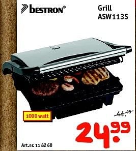 Aanbiedingen Bestron grill asw113s - Bestron - Geldig van 22/12/2014 tot 31/12/2014 bij Kijkshop