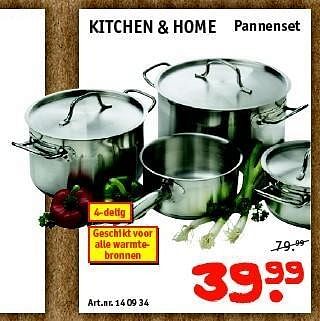 Aanbiedingen Kitchen + home pannenset - Kitchen@home - Geldig van 22/12/2014 tot 31/12/2014 bij Kijkshop