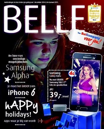 Aanbiedingen Samsung galaxy alpha - Samsung - Geldig van 01/12/2014 tot 04/01/2015 bij Belcompany