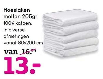 Aanbiedingen Hoeslaken molton 205gr 100% katoen - Huismerk - Leen Bakker - Geldig van 21/12/2014 tot 03/01/2015 bij Leen Bakker