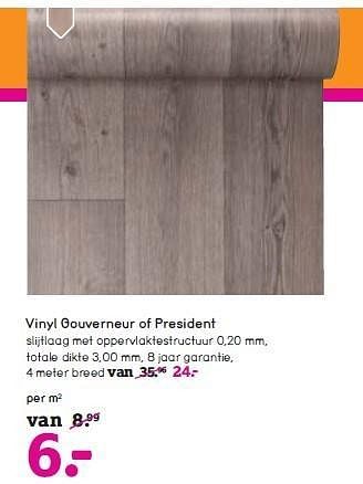 Aanbiedingen Vinyl gouverneur of president - Huismerk - Leen Bakker - Geldig van 21/12/2014 tot 03/01/2015 bij Leen Bakker