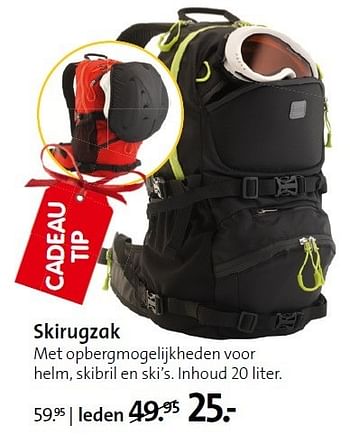 Aanbiedingen Skirugzak met opbergmogelijkheden voor helm - Huismerk - ANWB - Geldig van 15/12/2014 tot 04/01/2015 bij ANWB