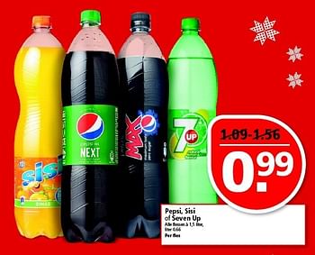 Aanbiedingen Pepsi, sisi of seven up - Sisi - Geldig van 28/12/2014 tot 03/01/2015 bij Plus