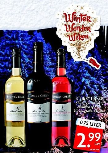 Aanbiedingen Stoney creek shiraz, chardonnay semillion of rosé - Rode wijnen - Geldig van 28/12/2014 tot 03/01/2015 bij Deka Markt