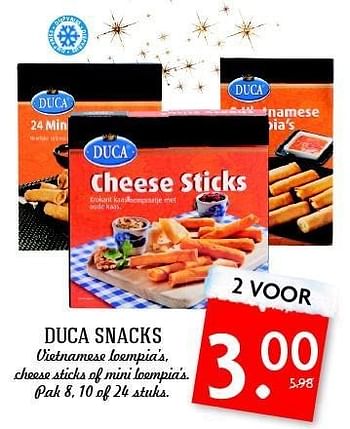 Aanbiedingen Duca snacks vietnamese loempia`s - Duca - Geldig van 28/12/2014 tot 03/01/2015 bij Deka Markt