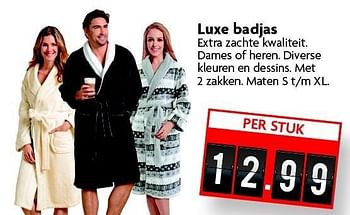 Aanbiedingen Luxe badjas extra zachte kwaliteit - Huismerk - Deka Markt - Geldig van 28/12/2014 tot 03/01/2015 bij Deka Markt