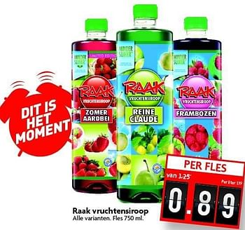 Aanbiedingen Raak vruchtensiroop - Raak - Geldig van 28/12/2014 tot 03/01/2015 bij Deka Markt