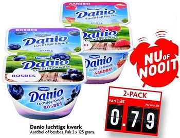 Aanbiedingen Danio luchtige kwark aardbei of bosbes - Danio - Geldig van 28/12/2014 tot 03/01/2015 bij Deka Markt