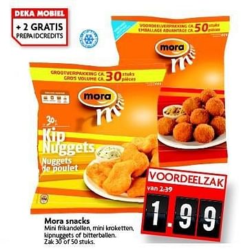 Aanbiedingen Mora snacks mini frikandellen, mini kroketten - Mora - Geldig van 28/12/2014 tot 03/01/2015 bij Deka Markt