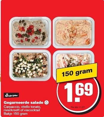 Aanbiedingen Gegarneerde salade carpaccio,vitello tonato - Huismerk - Hoogvliet - Geldig van 27/12/2014 tot 01/01/2015 bij Hoogvliet