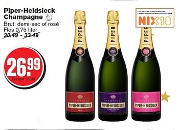 Aanbiedingen Piper-heidsieck champagne  brut, demi-sec of rosé - Piper-Heidsieck - Geldig van 27/12/2014 tot 01/01/2015 bij Hoogvliet