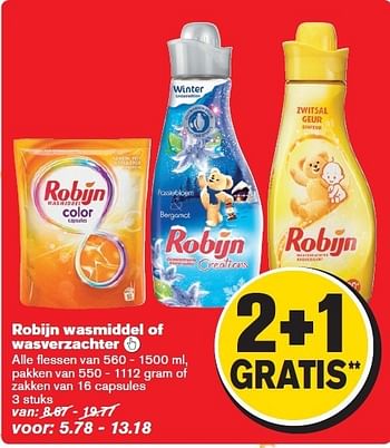 Aanbiedingen Robijn wasminddel of wasverzachter - Robijn - Geldig van 27/12/2014 tot 01/01/2015 bij Hoogvliet