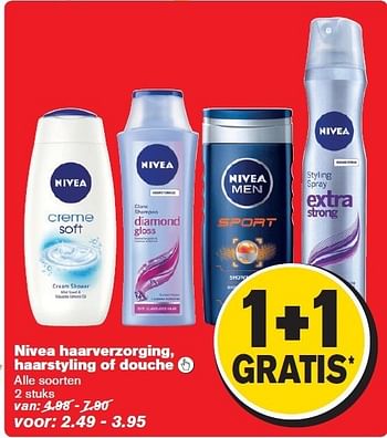 Aanbiedingen Nivea haarverzorging, haarstyling of douche - Nivea - Geldig van 27/12/2014 tot 01/01/2015 bij Hoogvliet