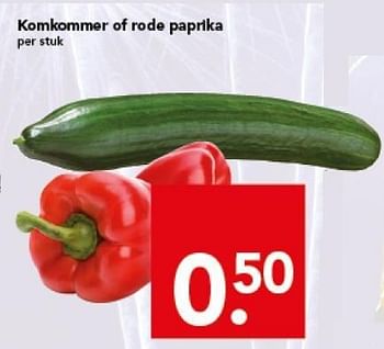 Aanbiedingen Komkommer of rode paprika - Huismerk deen supermarkt - Geldig van 27/12/2014 tot 03/01/2015 bij Deen Supermarkten