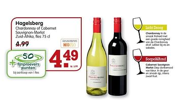 Aanbiedingen Hagelsberg chardonnay of cabernet sauvignon-merlot - Rode wijnen - Geldig van 28/12/2014 tot 03/01/2015 bij Em-té