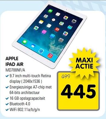 Aanbiedingen Apple ipad air - Apple - Geldig van 27/12/2014 tot 04/01/2015 bij Maxwell