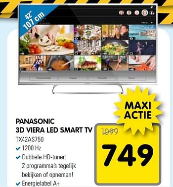 Aanbiedingen Panasonic 3d viera led smart tv - Panasonic - Geldig van 27/12/2014 tot 04/01/2015 bij Maxwell