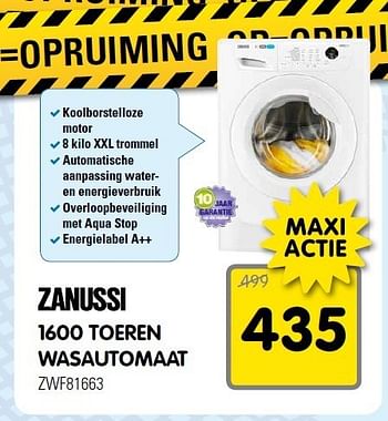 Aanbiedingen Zanussi 1600 toeren wasautomaat - Zanussi - Geldig van 27/12/2014 tot 04/01/2015 bij Maxwell