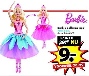 Aanbiedingen Barbie ballerina pop - Mattel - Geldig van 27/12/2014 tot 11/01/2015 bij Bart Smit