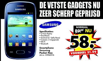 Aanbiedingen Smartphone samsung pocket neo - Samsung - Geldig van 27/12/2014 tot 11/01/2015 bij Bart Smit