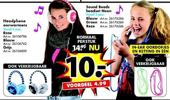 Aanbiedingen Headphone oorwarmers - Huismerk - Bart Smit - Geldig van 27/12/2014 tot 11/01/2015 bij Bart Smit