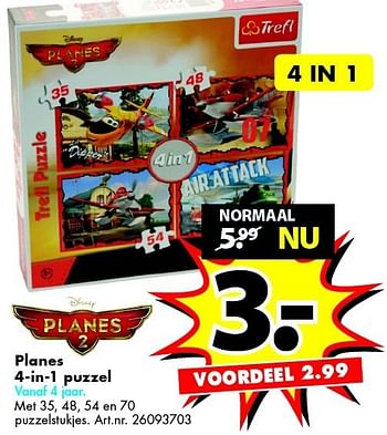 Aanbiedingen Planes 4-in-1 puzzel - Disney - Geldig van 27/12/2014 tot 11/01/2015 bij Bart Smit