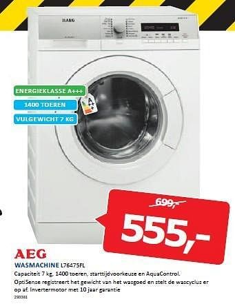 Aanbiedingen Aeg wasmachine capaciteit 7 kg, 1400 toeren - AEG - Geldig van 29/12/2014 tot 04/01/2015 bij De Harense Smid