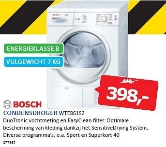 Aanbiedingen Bosch condensdroger duotronic vochtmeting en easyclean - Bosch - Geldig van 29/12/2014 tot 04/01/2015 bij De Harense Smid
