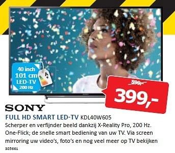 Aanbiedingen Sony full hd smart led-tv - Sony - Geldig van 29/12/2014 tot 04/01/2015 bij De Harense Smid