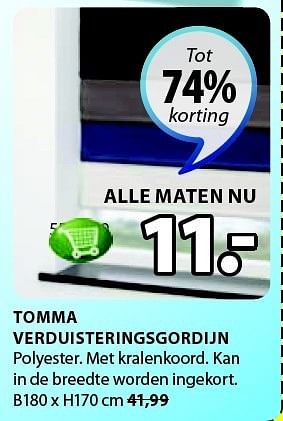 Aanbiedingen Tomma verduisteringsgordijn polyester. met kralenkoord - Huismerk - Jysk - Geldig van 25/12/2014 tot 11/01/2015 bij Jysk