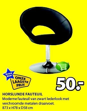 Aanbiedingen Horslunde fauteuil moderne fauteuil van zwart lederlook - Price Star - Geldig van 25/12/2014 tot 11/01/2015 bij Jysk