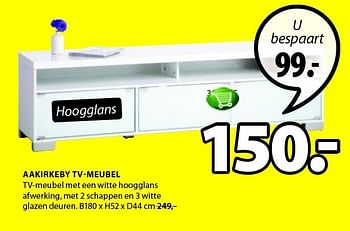 Aanbiedingen Aakirkeby tv-meubel tv-meubel met een witte hoogglans - Huismerk - Jysk - Geldig van 25/12/2014 tot 11/01/2015 bij Jysk
