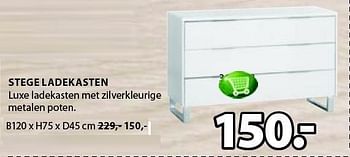 Aanbiedingen Stege ladekasten luxe ladekasten met zilverkleurige - Huismerk - Jysk - Geldig van 25/12/2014 tot 11/01/2015 bij Jysk