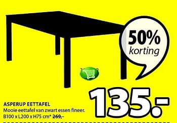 Aanbiedingen Asperup eettafel mooie eettafel van zwart essen fineer - Huismerk - Jysk - Geldig van 25/12/2014 tot 11/01/2015 bij Jysk