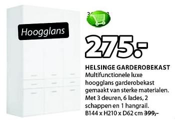 Aanbiedingen Helsinge garderobekast multifunctionele luxe - Huismerk - Jysk - Geldig van 25/12/2014 tot 11/01/2015 bij Jysk