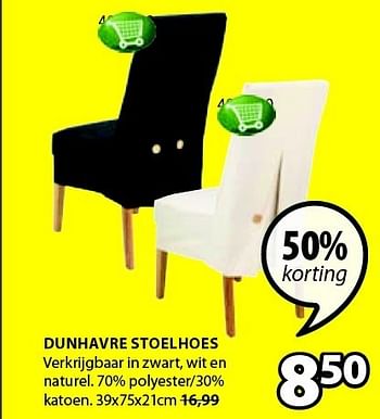 Aanbiedingen Dunhavre stoelhoes verkrijgbaar in zwart, wit en naturel - Huismerk - Jysk - Geldig van 25/12/2014 tot 11/01/2015 bij Jysk