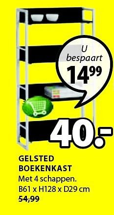 Aanbiedingen Gelsted boekenkast met 4 schappen - Huismerk - Jysk - Geldig van 25/12/2014 tot 11/01/2015 bij Jysk